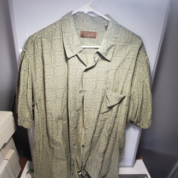 Tassa Elba Light Green Hawaiian Shirt Front Pocket - Picture 1 of 3